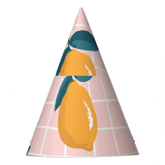 Gorro De Fiesta Lemones, geometría retro, patrón veraniego sin cos