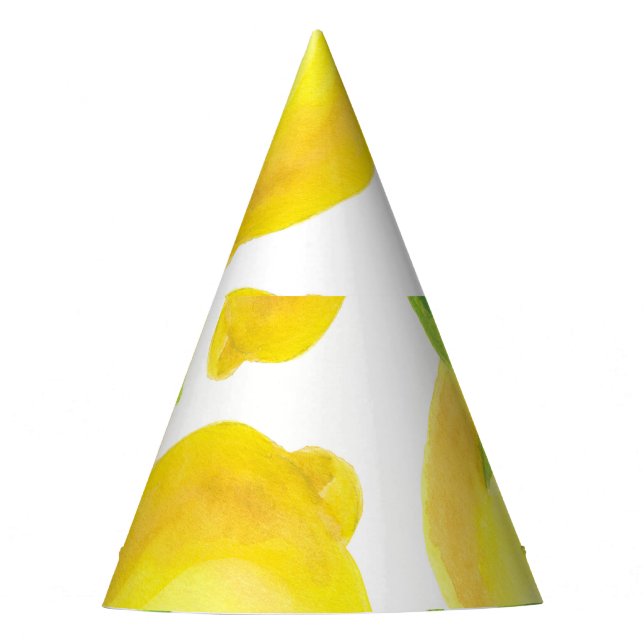 Gorro De Fiesta Lemones y hojas de acuarela: patrón. (Anverso)