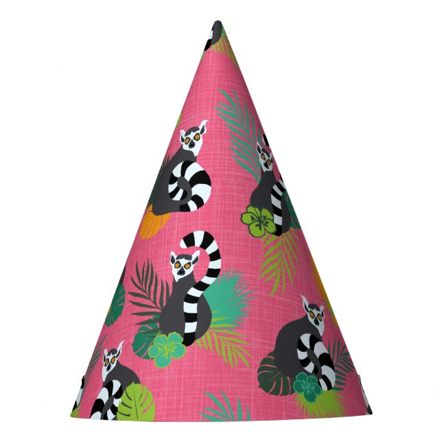 Gorro De Fiesta Lemures tropicales - Rosa (Anverso)