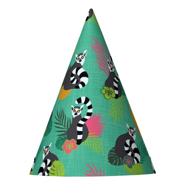 Gorro De Fiesta Lemurs tropicales - Aquamarina (Anverso)