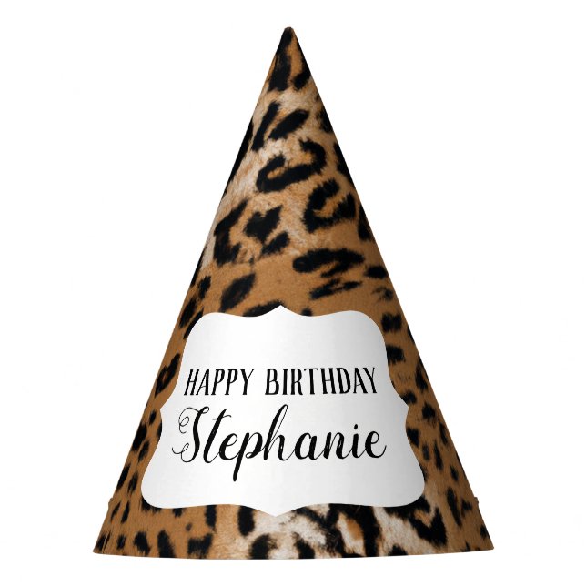 Gorro De Fiesta Leopard Animal Print Kids Birthday Fiesta (Anverso)