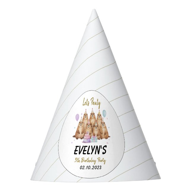 Gorro De Fiesta Let’s Party Groundhog 5th Birthday – Fun Kids  (Anverso)