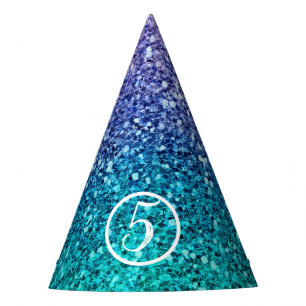 Gorro De Fiesta Lila Púrpura y Verde Acuático Turquesa Brillante F