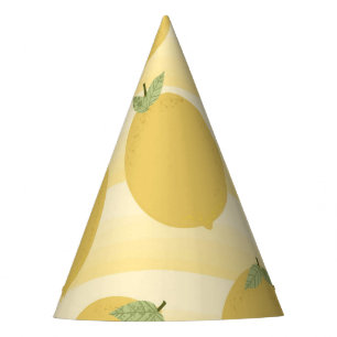 Gorro De Fiesta Limones Amarillos Frutas de Verano Acuarela Raya F