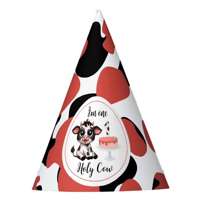 Gorro De Fiesta linda vaca un primer cumpleaños (Anverso)