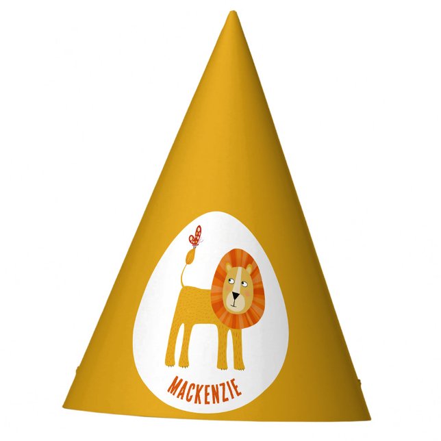 Gorro De Fiesta Lion Cute Personalizado (Fun lion personalized paper party hats)