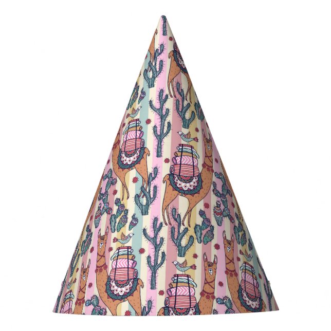 Gorro De Fiesta Llamas en modelo de las rayas (Anverso)