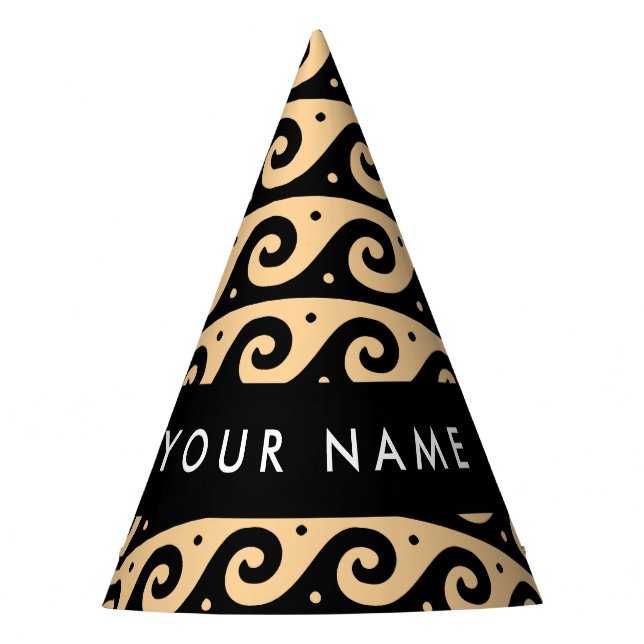 Gorro De Fiesta Llave de malandrina griega, llave de ola, marrón,  (Anverso)