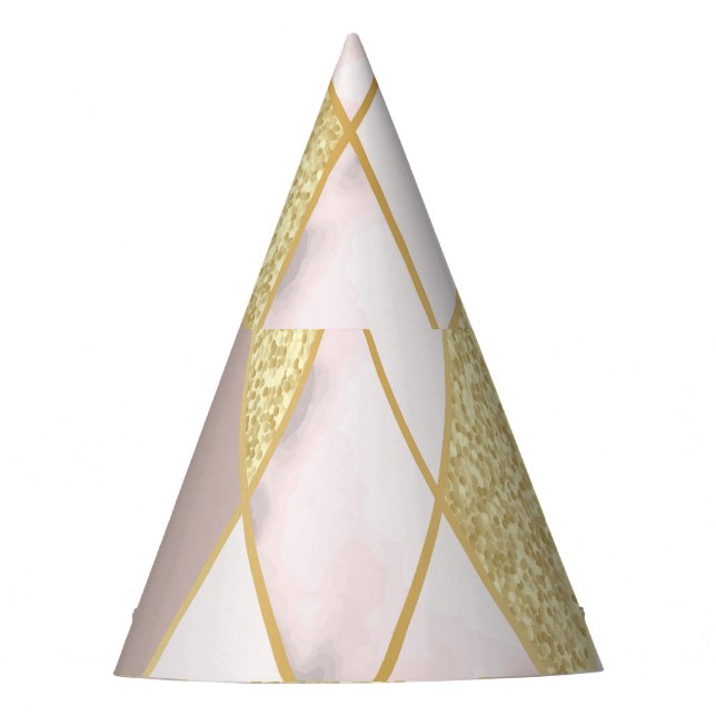Gorro De Fiesta Lujoso Marble Golden Geométrico (Anverso)