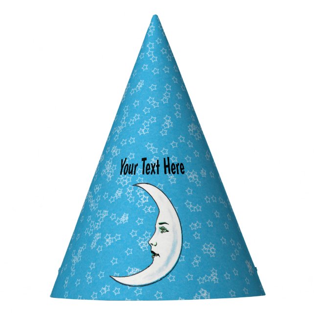 Gorro De Fiesta Luna Crescent Blanca Con Estrellas De Cara Aqua Bl (Anverso)