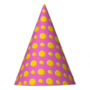 Gorro De Fiesta Lunares Amarillos Sobre Rosa