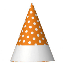 Gorro De Fiesta Lunares Blancos Brillantes Sobre Naranja 