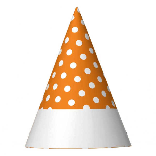 Gorro De Fiesta Lunares Blancos Brillantes Sobre Naranja  (Anverso)