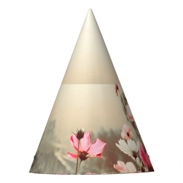 Gorro De Fiesta Luz matutina, cosmos rosados florecientes. (Anverso)