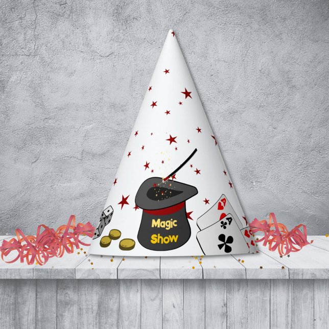 Gorro De Fiesta Magic Show Birday Party Black White Red Kids (Magic Show Birthday Party Black White Red Kids Party Hat)
