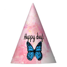 Gorro De Fiesta Magical blue butterfly pink glitter art