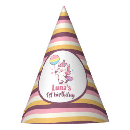 Gorro De Fiesta Magical Unicorn & Rainbow Girl 1st Birthday party 
