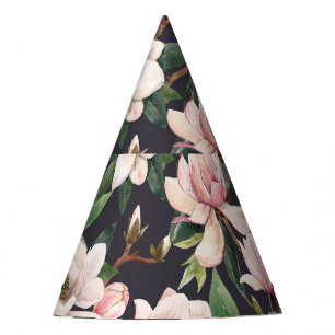 Gorro De Fiesta Magnolias dibujadas a mano: acuarela sin costuras.