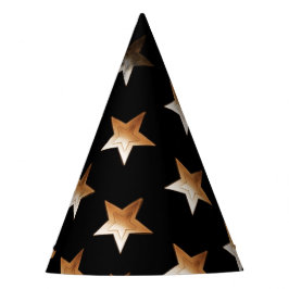 Gorro De Fiesta Mago Negro Estrella Dorada Lindo