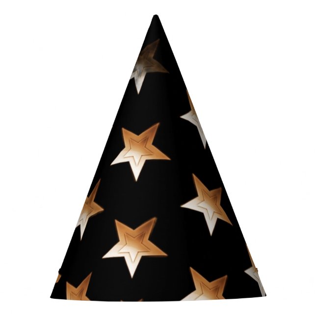 Gorro De Fiesta Mago Negro Estrella Dorada Lindo (Anverso)