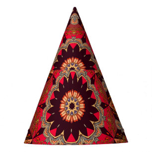 Gorro De Fiesta Mandala lujosa sin fisuras, floral estrellada.