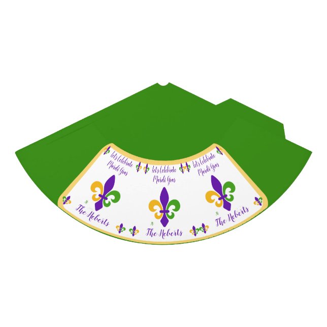 Gorro De Fiesta Mardi Gras NAME Green Gold Purple Fleur de Lis (Anverso)