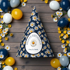 Gorro De Fiesta Margaritas en Cumpleaños de Mezclilla Azul