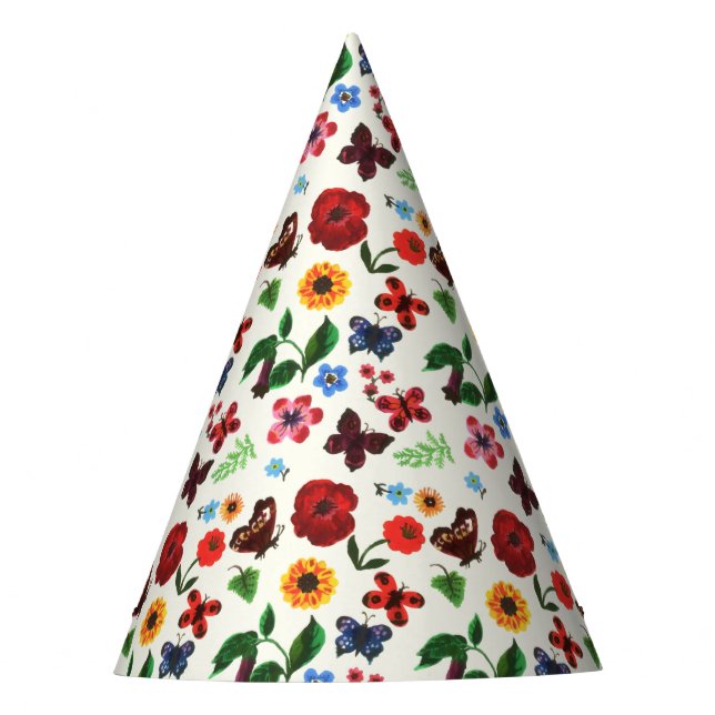 Gorro De Fiesta Mariposa floral botánica (Anverso)