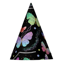 Gorro De Fiesta Mariposas elegantes violeta y azul brillante