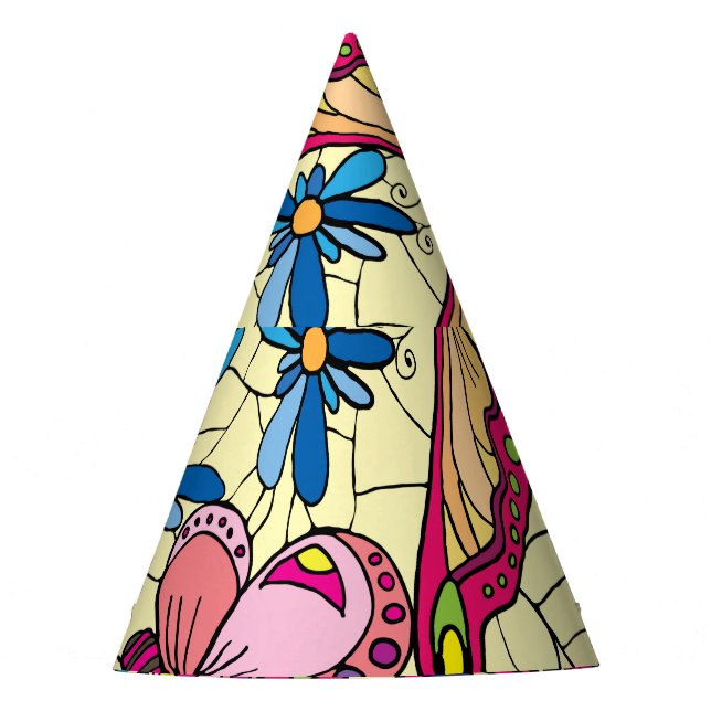 Gorro De Fiesta Mariposas sobre flores Vista de prado (Anverso)
