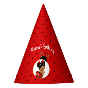 Gorro De Fiesta Mariquita Bebé Afroamericana Niña Rojo & Negro