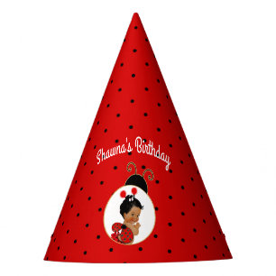 Gorro De Fiesta Mariquita Bebé Afroamericana Roja y Negra