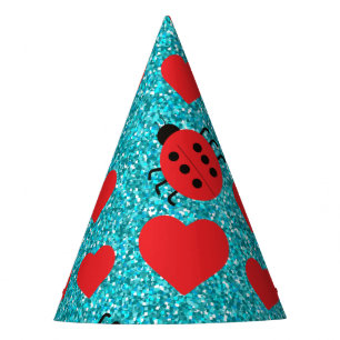 Gorro De Fiesta Mariquitas Insecto Afortunado Corazones Rojos Luna