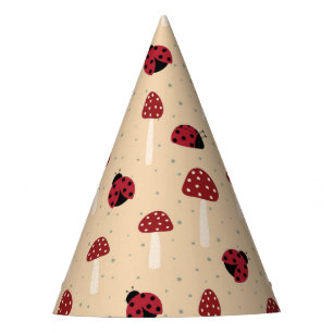 Gorro De Fiesta Mariquitas y Hongos Rojos