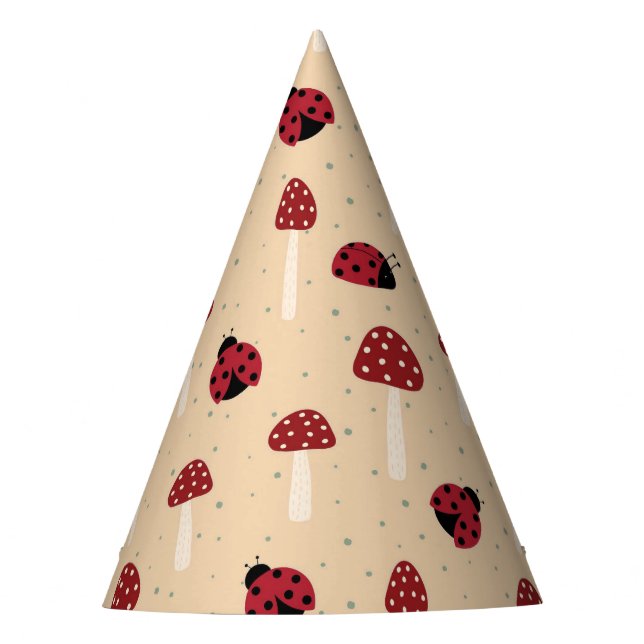 Gorro De Fiesta Mariquitas y Hongos Rojos (Anverso)