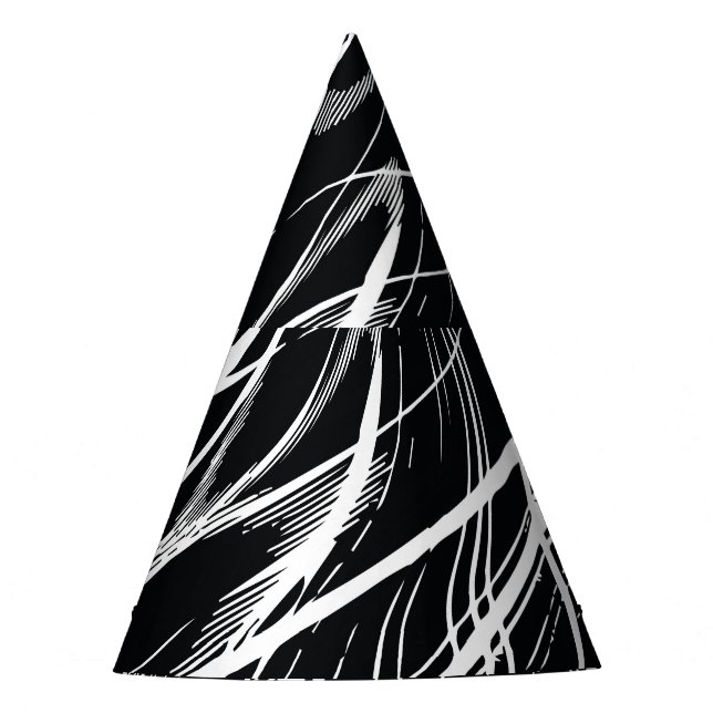 Gorro De Fiesta Mármol blanco negro: cosecha abstracta (Anverso)