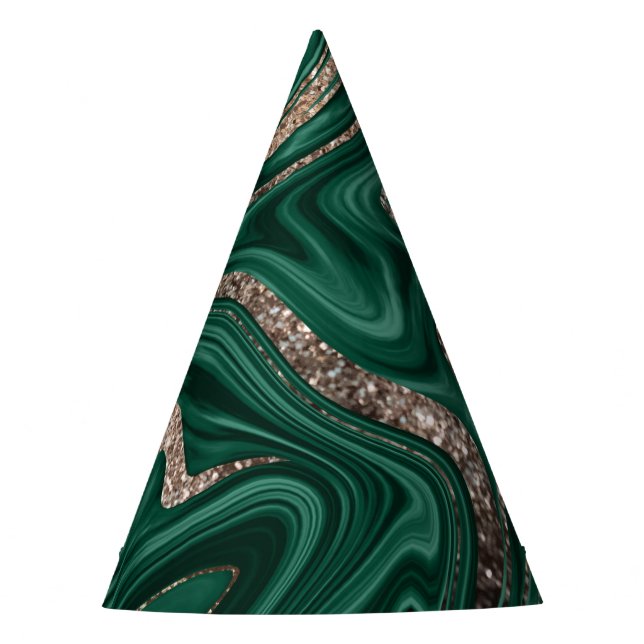 Gorro De Fiesta Mármol verde esmeralda de oro negro #1 (Anverso)