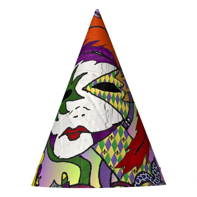 Gorro De Fiesta Máscara de plumas del Mardi Gras psicodélico (Anverso)