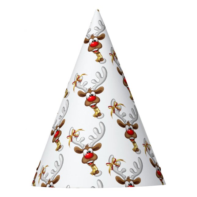 Gorro De Fiesta Meme Divertido de Navidad de Reno Mirando (Anverso)