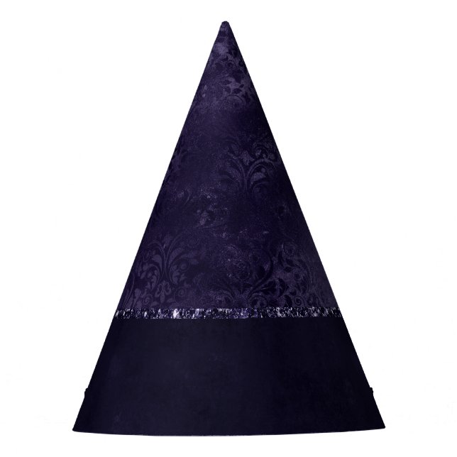 Gorro De Fiesta Midnight Indigo Romance | Damasco satinado (Anverso)