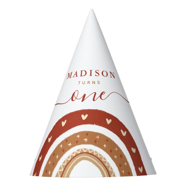 Gorro De Fiesta Moda moderna Terracotta Rainbow Boho Cumpleaños (Anverso)