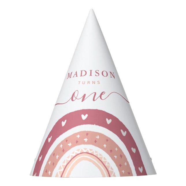 Gorro De Fiesta Moda Pastel Pink Rainbow Boho Cumpleaños (Anverso)