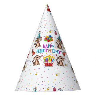Gorro De Fiesta Monkey Cupcakes Happy Birthday Paper 