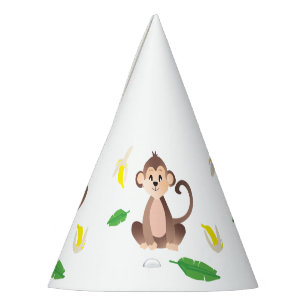 Gorro De Fiesta Mono con hojas tropicales bananas peladas