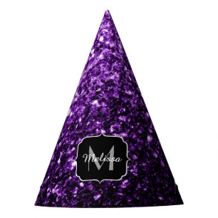 Gorro De Fiesta Monograma de lentejuelas brillantes de color púrpu