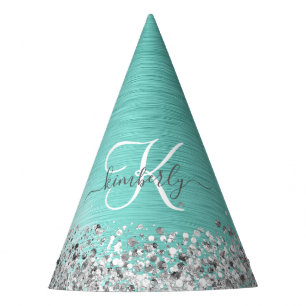 Gorro De Fiesta Monograma del Purpurina plateado Metalizado cepill