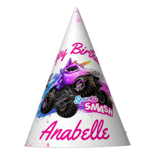 Gorro De Fiesta Monster Jam - Cumpleaños Sparkle Smash