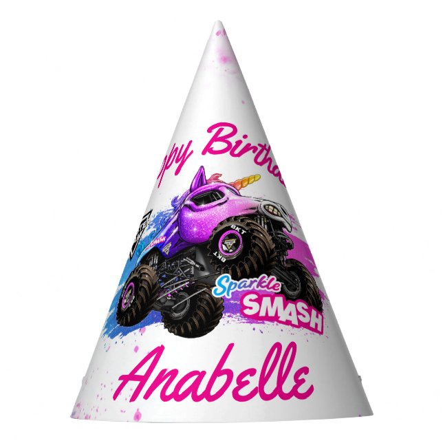 Gorro De Fiesta Monster Jam - Cumpleaños Sparkle Smash (Anverso)