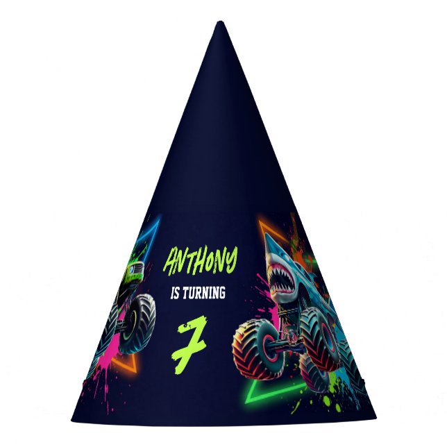 Gorro De Fiesta Monster Truck Shark Birthday  (Anverso)