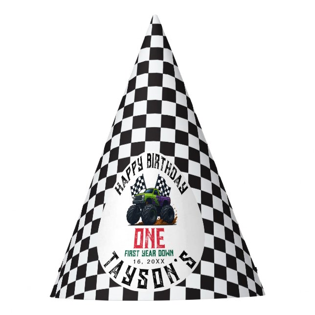 Gorro De Fiesta Monster Trucks 1st Birthday Vroom Party (Anverso)
